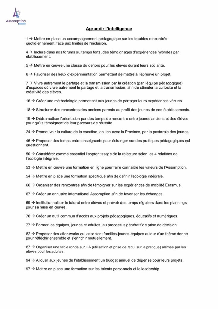 thumbnail of Récapitulatif des propositions